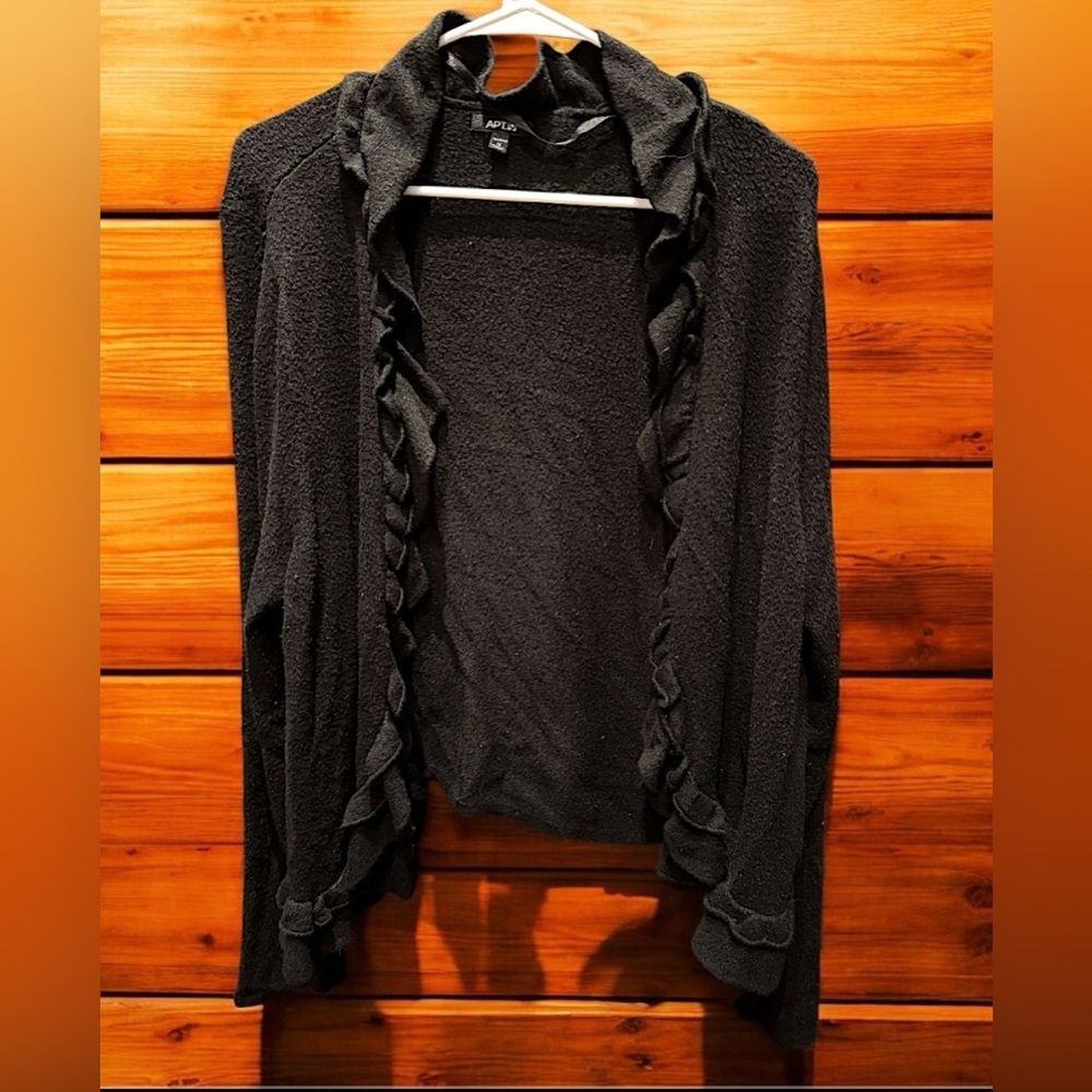 Apt. 9 Black Ruffled Cardigan 1X